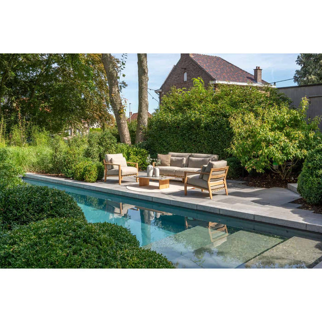 4 Seasons Outdoor Lucas 3-zits lounge bank teak incl. 6 kussens