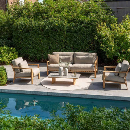 4 Seasons Outdoor Lucas salontafel teak 120 x 60 x 30 cm. Met keramiek terrazzo tafelblad