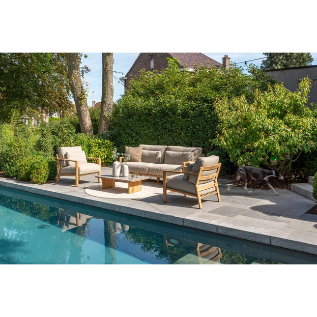 4 Seasons Outdoor Lucas 3-zits lounge bank teak incl. 6 kussens