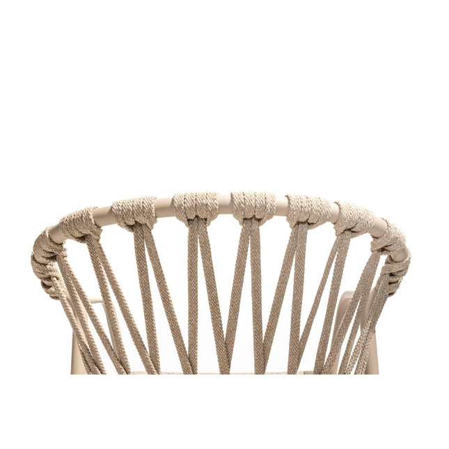 Taste 4SO Manitoba stapelbare dining stoel latte + Prado teak tafel 160 Ø cm latte onderstel