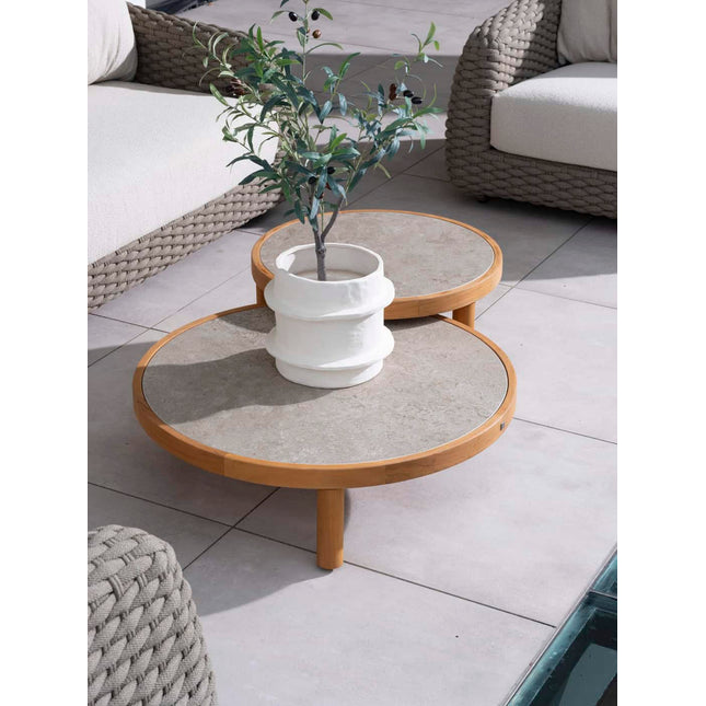 4 Seasons Outdoor Finn salontafel met keramisch tafelblad 63 cm. Ø (H 32)