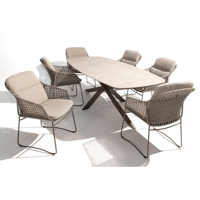 4 Seasons Outdoor Moretti High Back Speisesuhl + Geschmack 4SO Prado Teak Tabelle 130 Ø CM