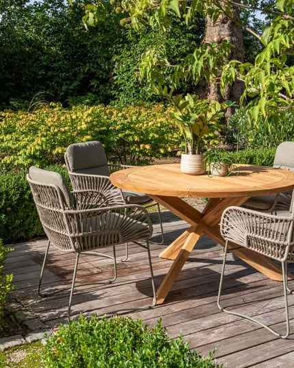 4 Seasons Outdoor Murcia Dining Olive + Taste 4SO Prado Teak Tabelle 160 Ø CM