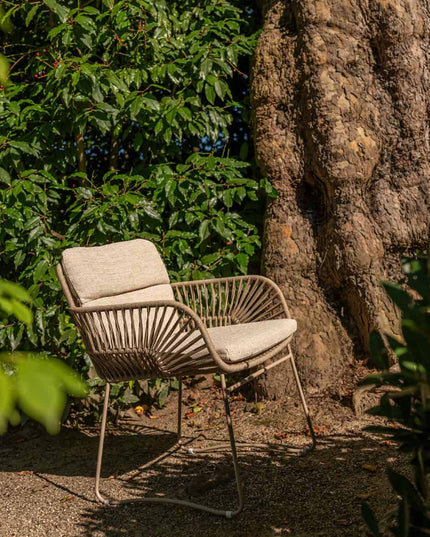 4 Seasons Outdoor Murcia Dining Latte + Montana Tisch Fass Keramik Terrazzo 240 cm Teak -Chassis