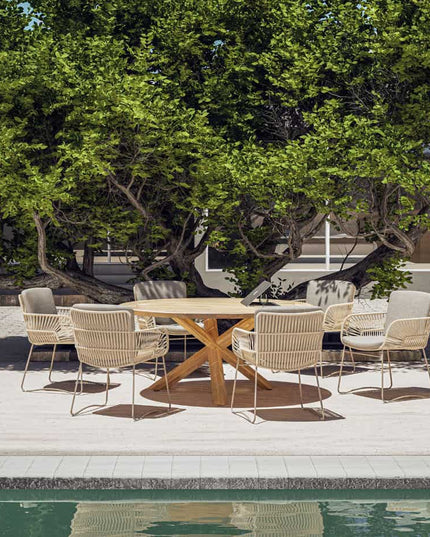 4 Seasons Outdoor Murcia Dining Latte + Taste 4SO Prado Teak Tisch Oval 240 cm
