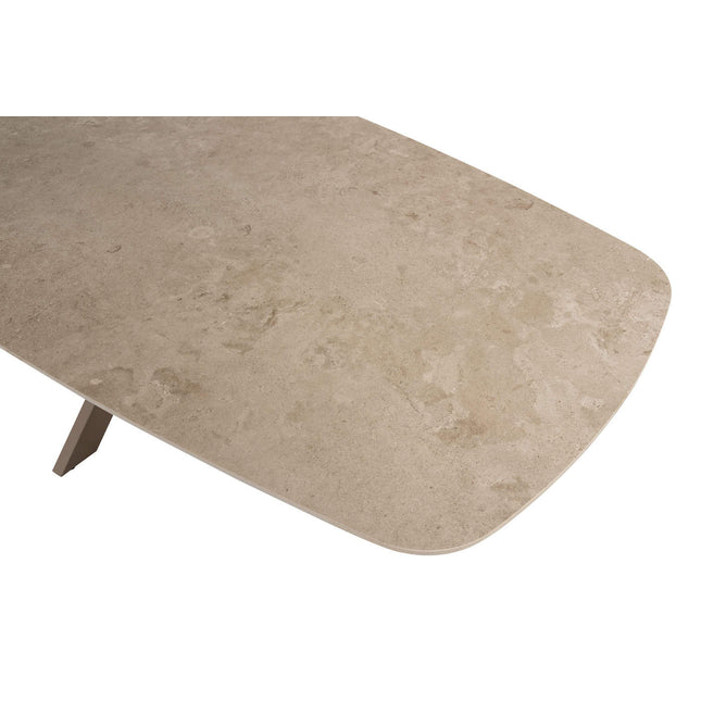 Taste 4SO Puglia low dining stoel + 4 Seasons Outdoor Nevada low dining tafel barrel 250 cm latte