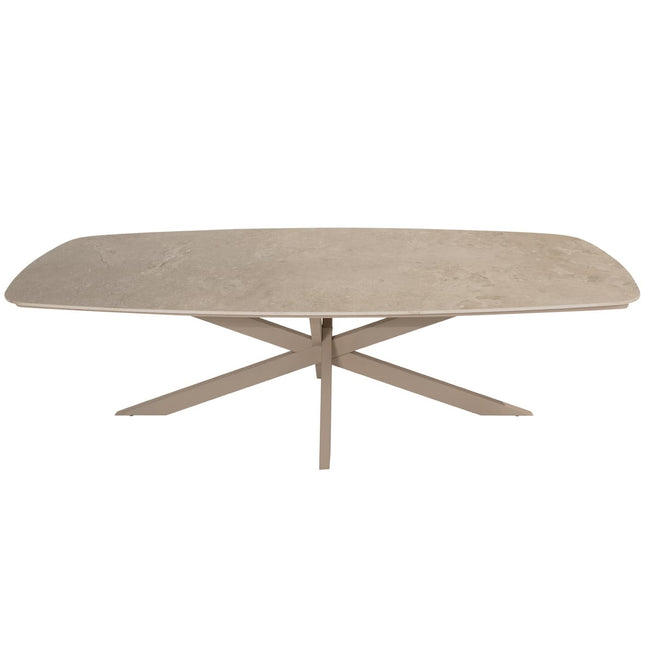 4 Seasons Outdoor Tuinset Sardinia low dining stoel + Nevada low dining tafel barrel-vorm 250 cm latte