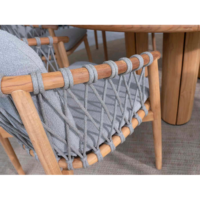 4 Seasons Outdoor Nora Essstuhl + Geschmack 4SO Prado Teaktisch 130 Ø CM Teak -Basis