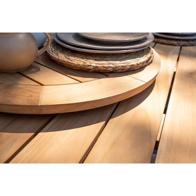 Taste 4SO Parma stapelbare dining + Prado teak tafel 160 Ø cm