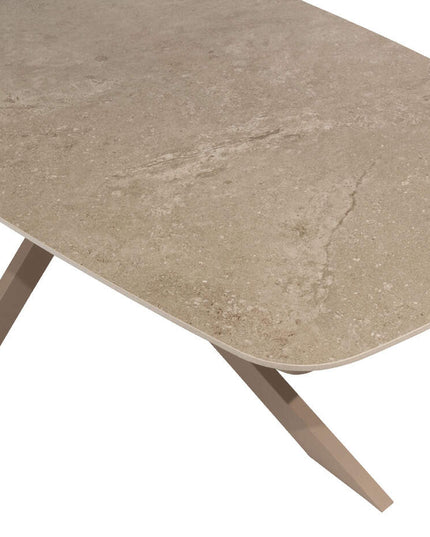 Taste 4, also Puglia Essstuhl + Prado -Tisch mit Keramiktisch -Top -Fass -Latte 240 cm