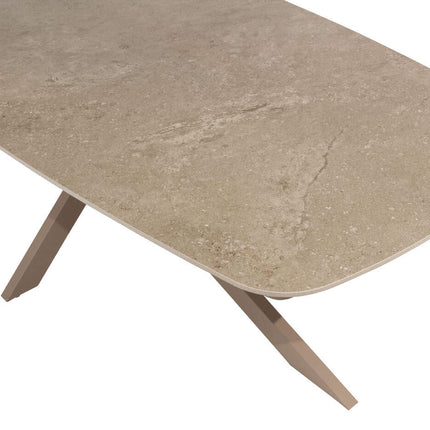 Taste 4SO Eva dining + Prado tafel met keramisch tafelblad barrel latte 240 cm