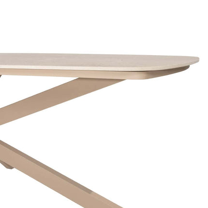 Taste 4SO Eva dining + Prado tafel met keramisch tafelblad barrel latte 240 cm