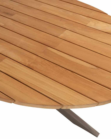 4 Seasons Outdoor Bernini Essstuhl + Geschmack 4SO Prado Teak Tisch Oval 240 cm Terre Onderstel