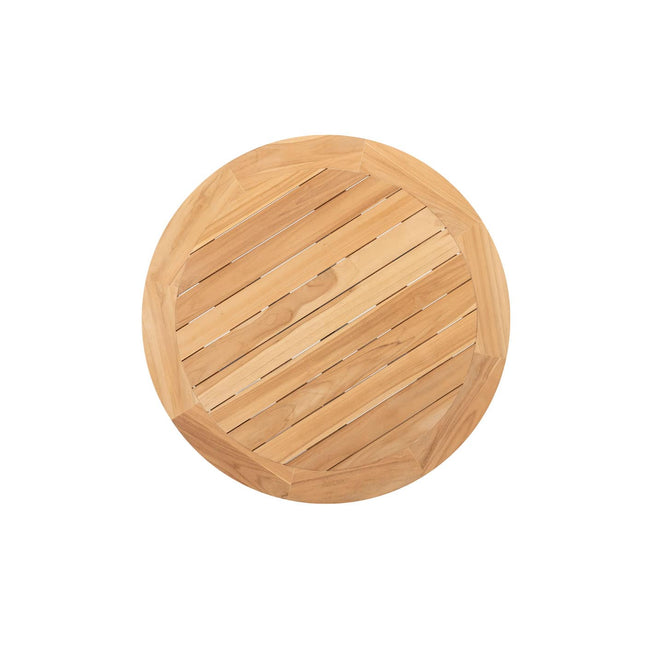 Taste 4SO Parma stapelbare dining latte + Prado teak tafel 130 Ø cm