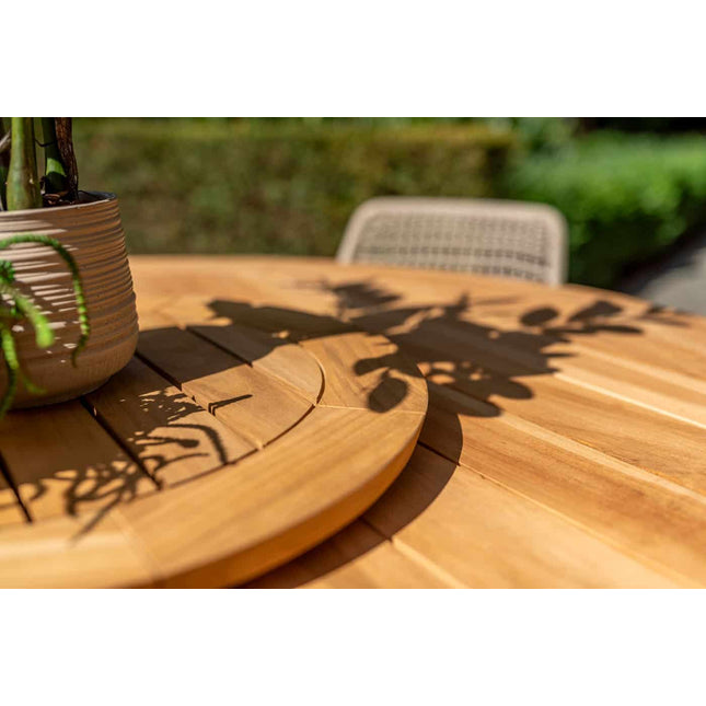 Taste 4SO Parma stapelbare dining + Prado teak tafel 160 Ø cm