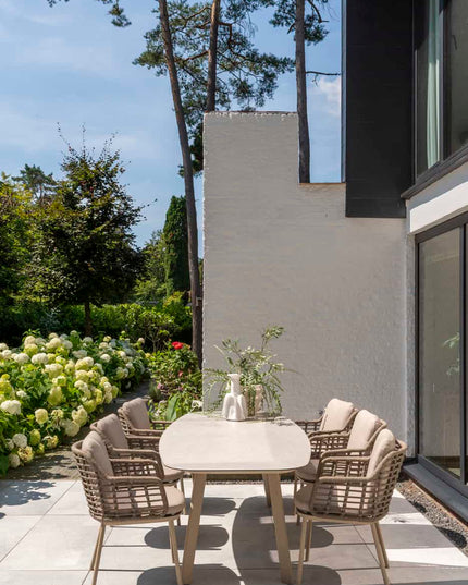 Taste 4 SO Puglia dining stoel + Manolo tafel latte met geprint keramiek tafelblad 240 cm