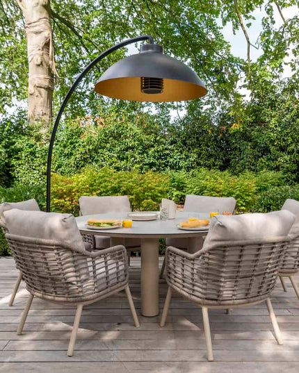 Taste 4SO Puglia low dining stoel + Donato low dining tafel 160 Ø cm latte