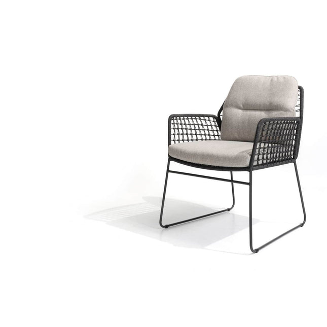 Taste 4SO Rhodos dining stoel + 4 Seasons Outdoor Locarno tafel HPL slate antraciet 160 Ø cm