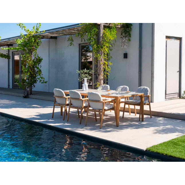 4 Seasons Outdoor Samos Essstuhl + Geschmack 4SO Corsica Tisch Teak 160 Ø CM