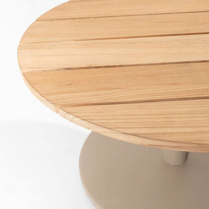 Taste 4SO Sara set van 2 salontafels centrale poot latte, 65 en 80 cm Ø  printed keramiek / teak top