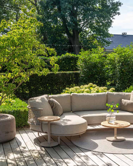 4 Seasons Outdoor Sardinia chaise lounge bank + Taste 4SO Albano lounge stoel + Verdi salontafel 73 Ø cm
