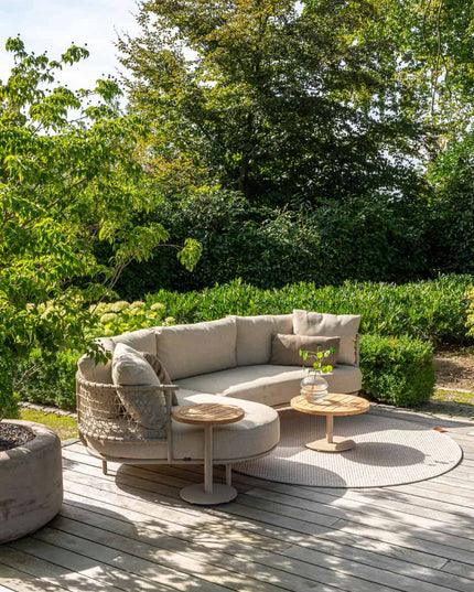 4 Seasons Outdoor Sardinia chaise lounge bank + Puccini lounge stoel + Verdi salontafel 73 Ø cm