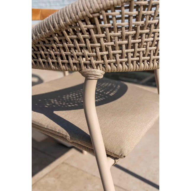 Taste 4SO Sienna dining + Donato tafel met geprint keramiek tafelblad 160 Ø cm latte