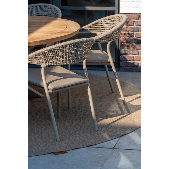 Taste 4SO Sienna dining + Prado teak tafel 130 Ø cm teak onderstel