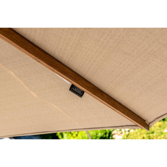 4 Seasons Outdoor Siesta Premium 350 cm. Ø zand met houtlook frame