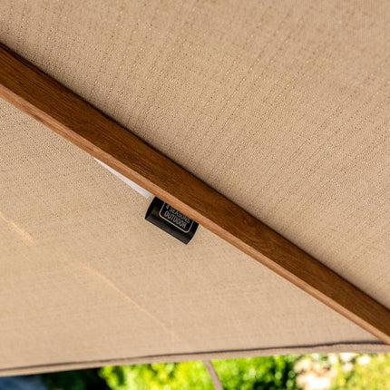 4 Seasons Outdoor Siesta Premium 300 x 300 cm. Sand mit Holz -Look -Rahmen