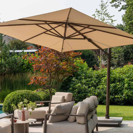 4 Seasons Outdoor Siesta Premium 300 x 300 cm. Strand mit Wenge -Rahmen