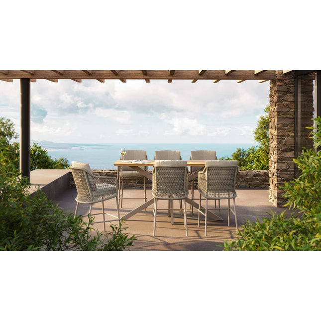 4 Seasons Outdoor Tramonti barstoel + Taste 4SO Prado bartafel teak 200 cm latte