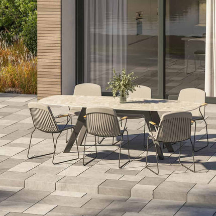 4 Seasons Outdoor Veneto stapelbare dining stoel antraciet RVS incl. kussen