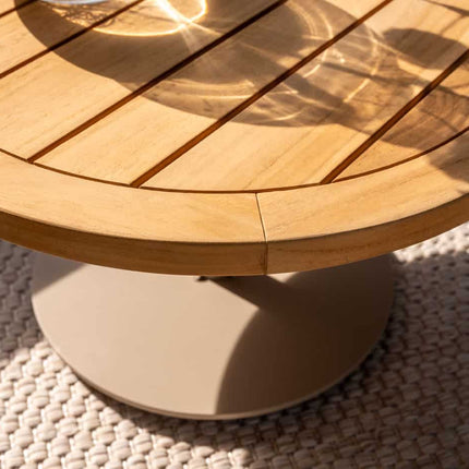 4 Seasons Outdoor Volta teak bijzettafel centrale poot latte 45 cm. Ø (H 55)