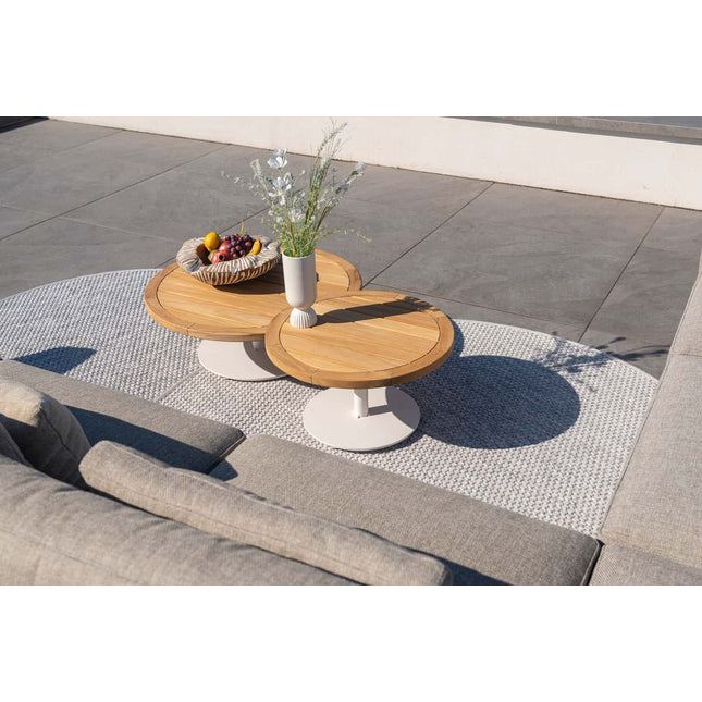 4 Seasons Outdoor Volta teak salontafel centrale poot wit 60 cm. Ø (H 35)