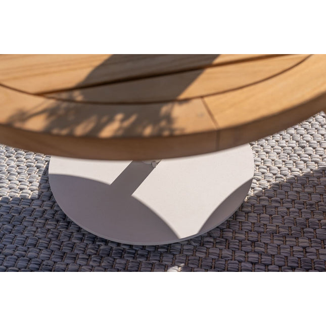 4 Seasons Outdoor Volta teak salontafel centrale poot wit 60 cm. Ø (H 35)